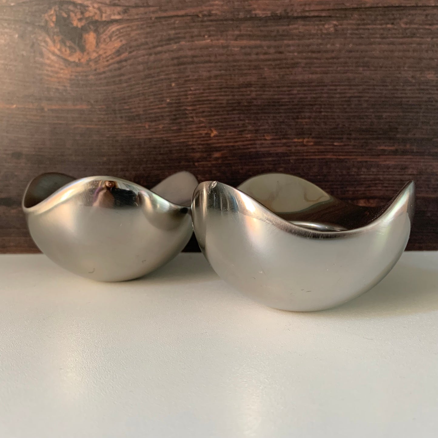 Georg Jensen Bloom Steel Tealight Candle Holders (Pair) Danish Design