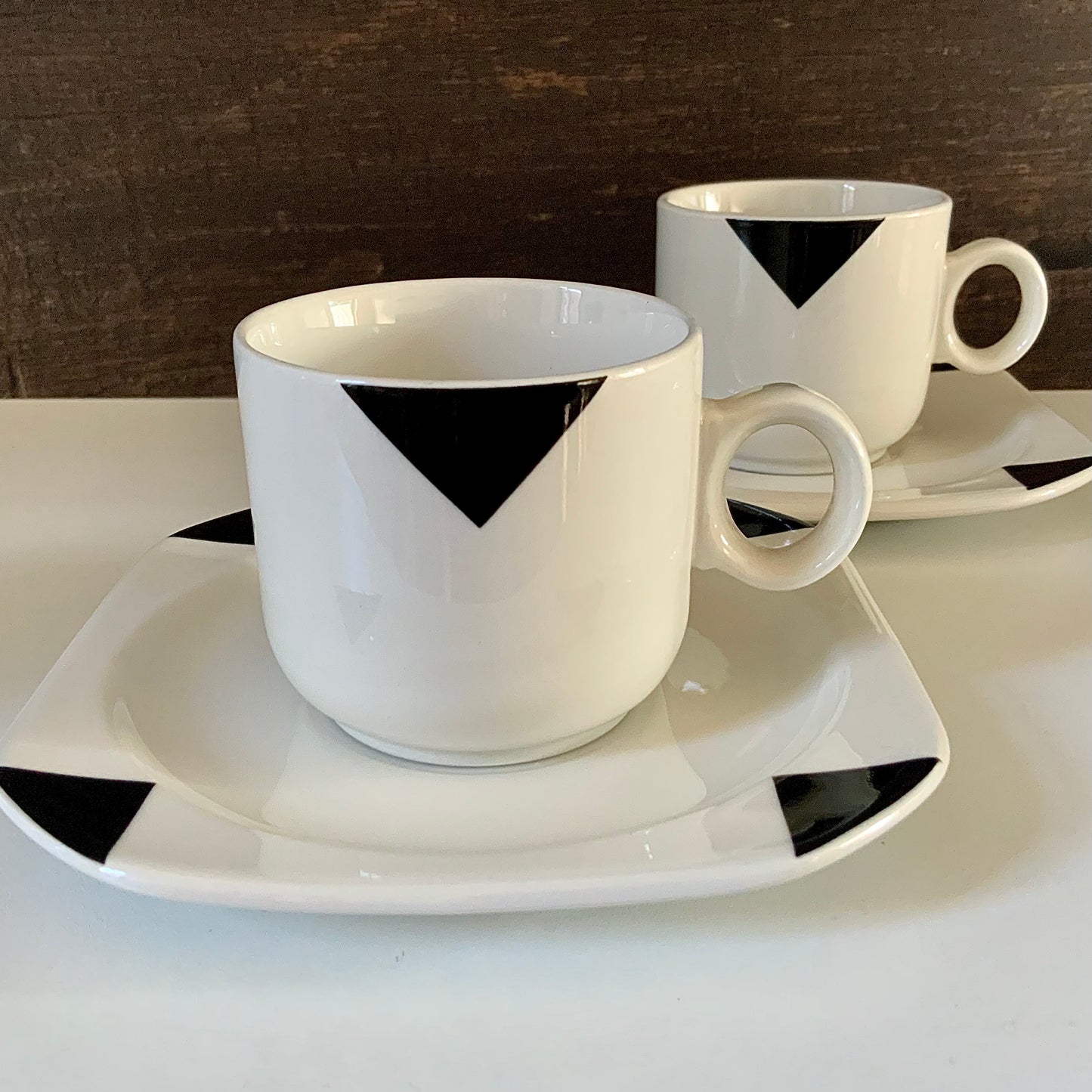 Vintage IKEA Black & White Tea/Coffee Cups & Saucers