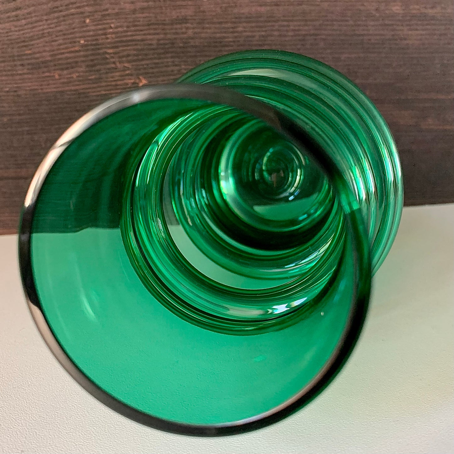 Riihimaki Green Glass Vase Tulppaani Tamara Aladin Vintage 1970s Space Age Sputnik