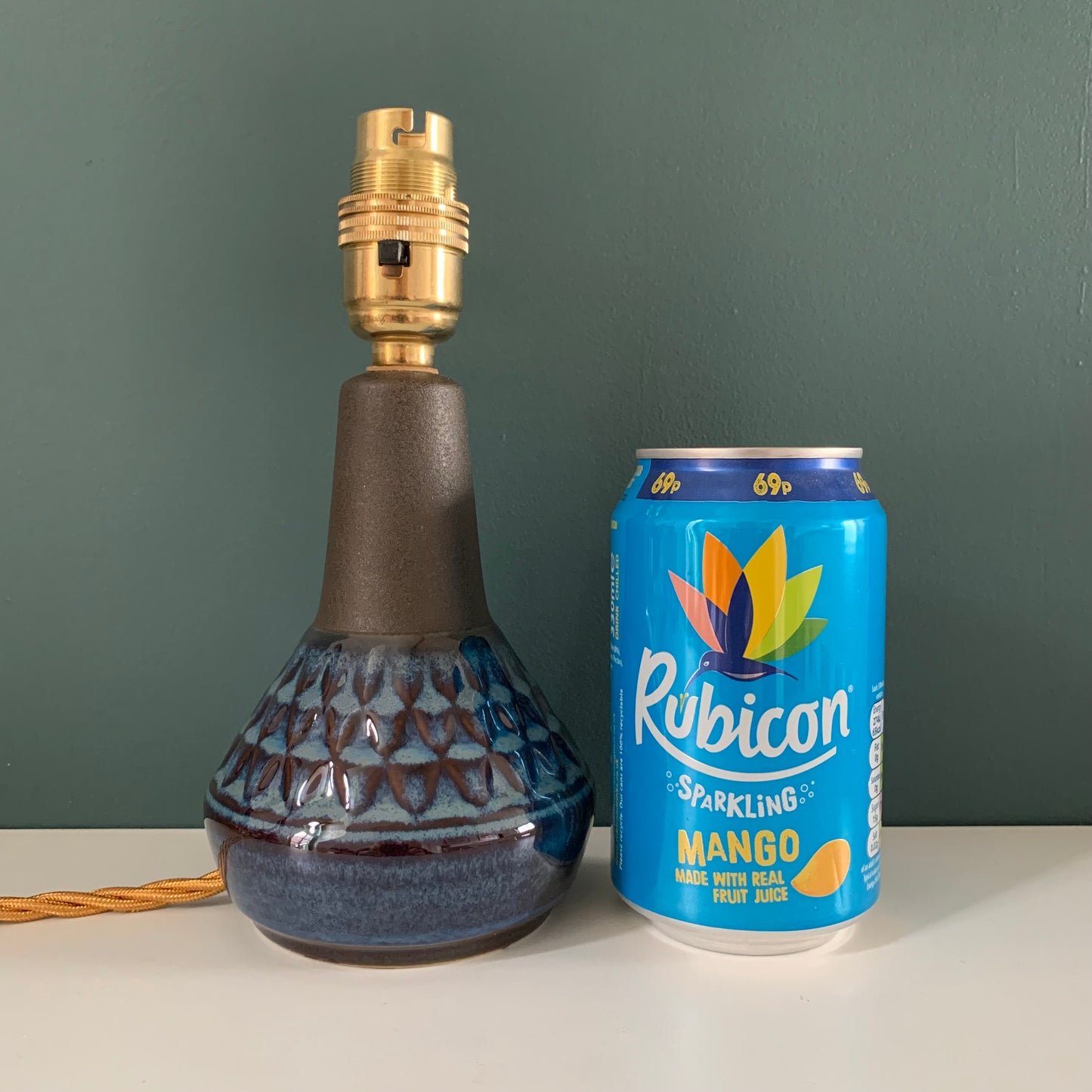 Soholm Pottery Blue Granite Danish Table Lamp Vintage 1960s 3323