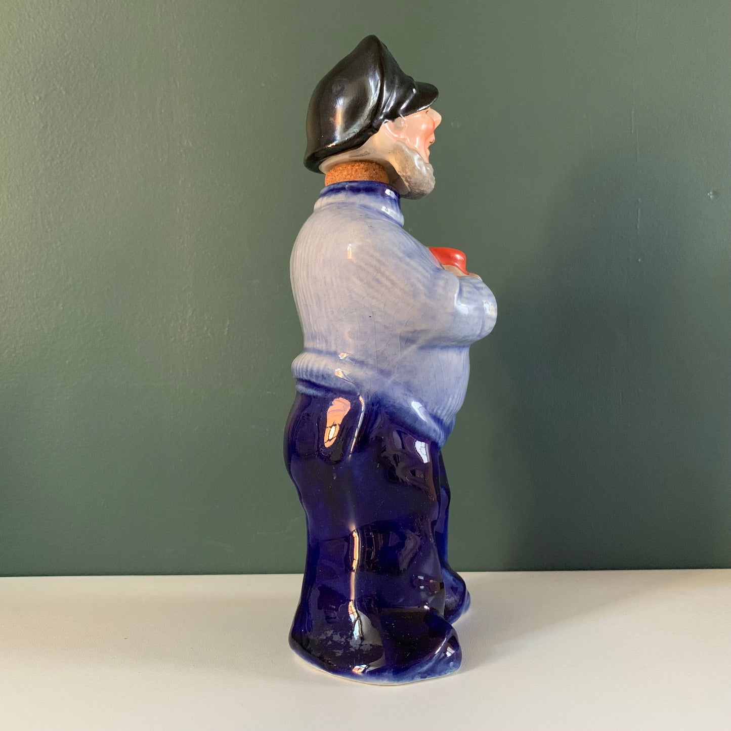 Vintage Ceramic Sailor Fisherman Decanter Bottle Hip Flask