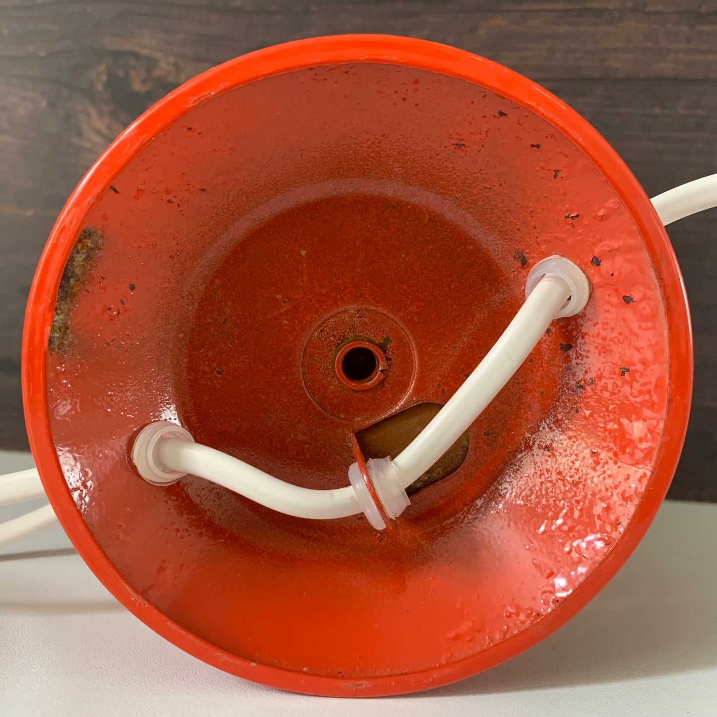 Danish Frandsen Orange Ball Table Lamp 1970s Retro Light Atomic Era