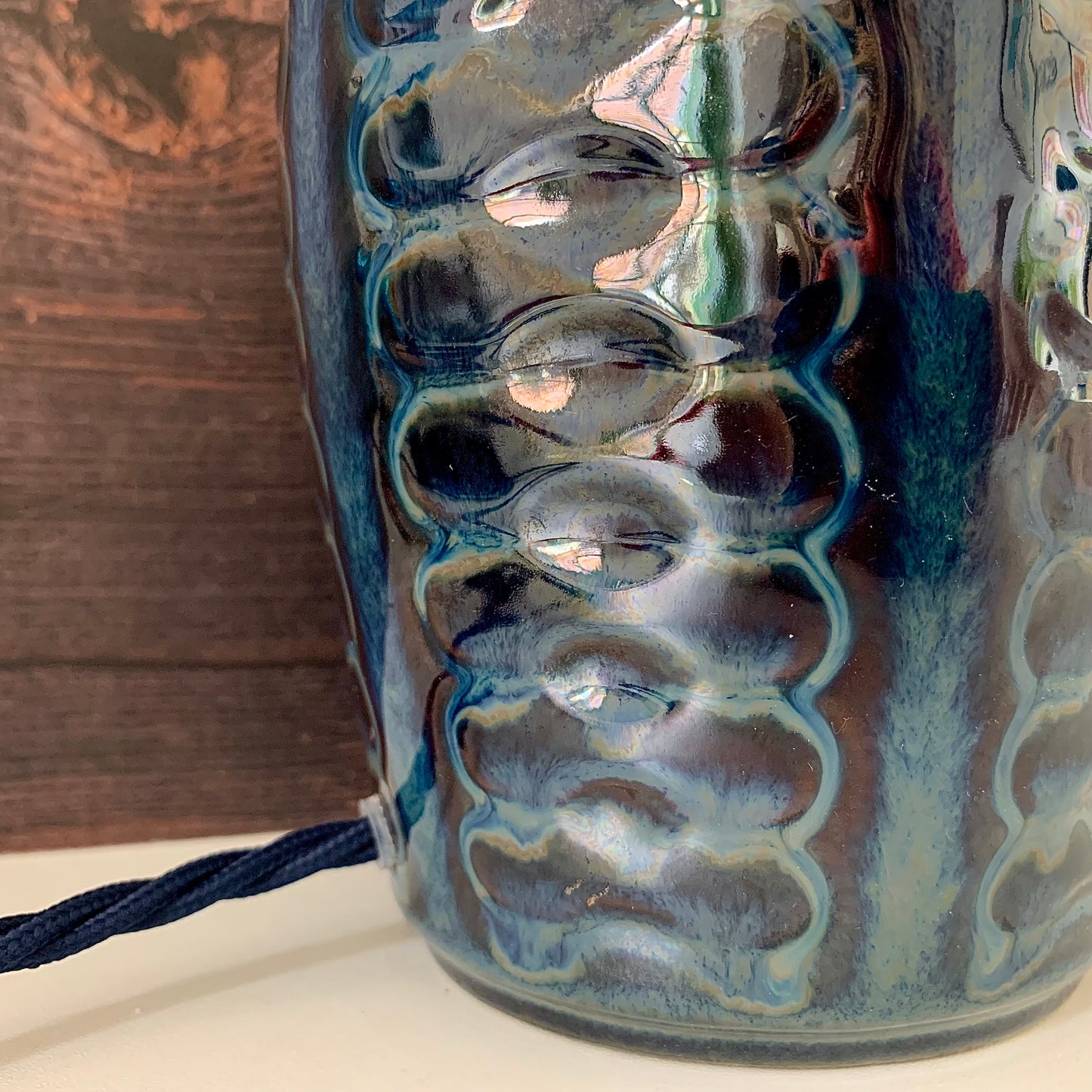 Soholm Pottery Blue Danish Table Lamp Vintage 1960s Retro 3329