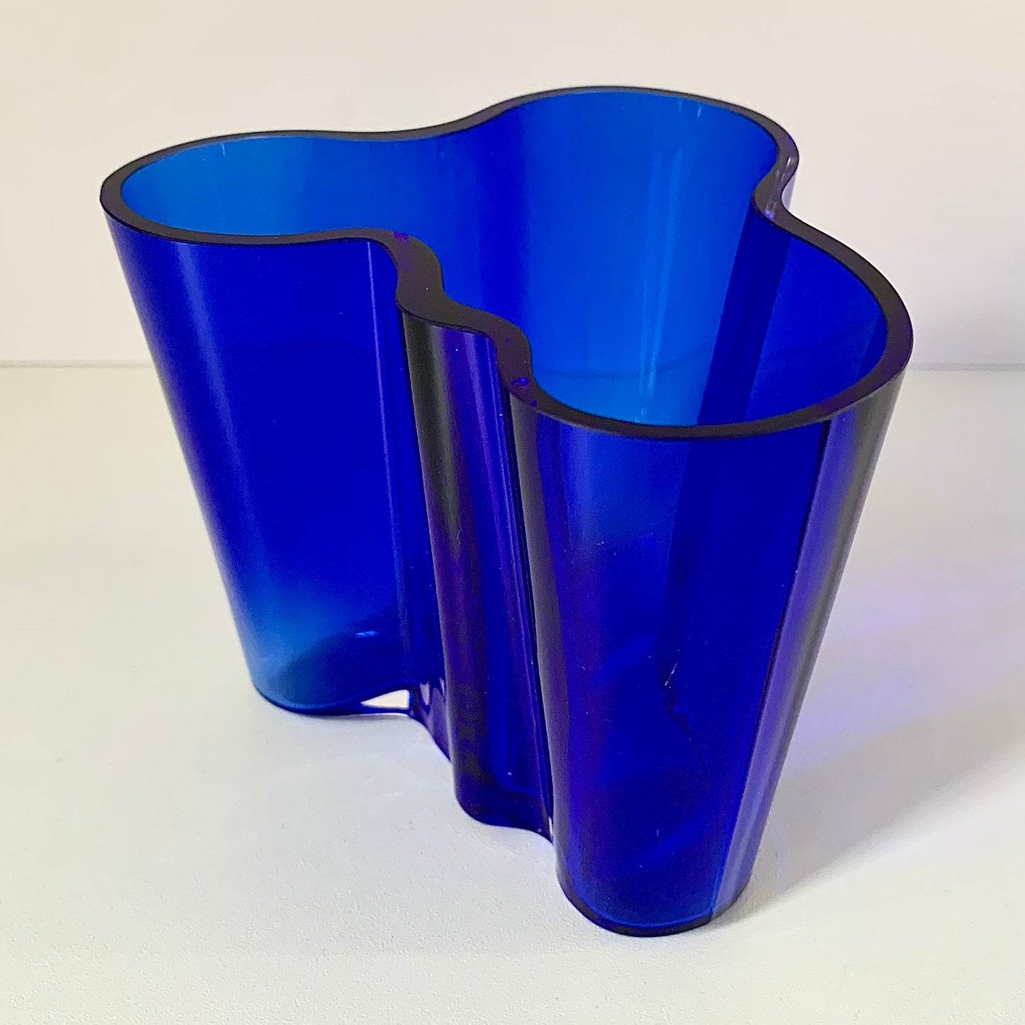 Vintage Iittala Alvar Aalto Savoy Blue Glass Vase Limited 98mm