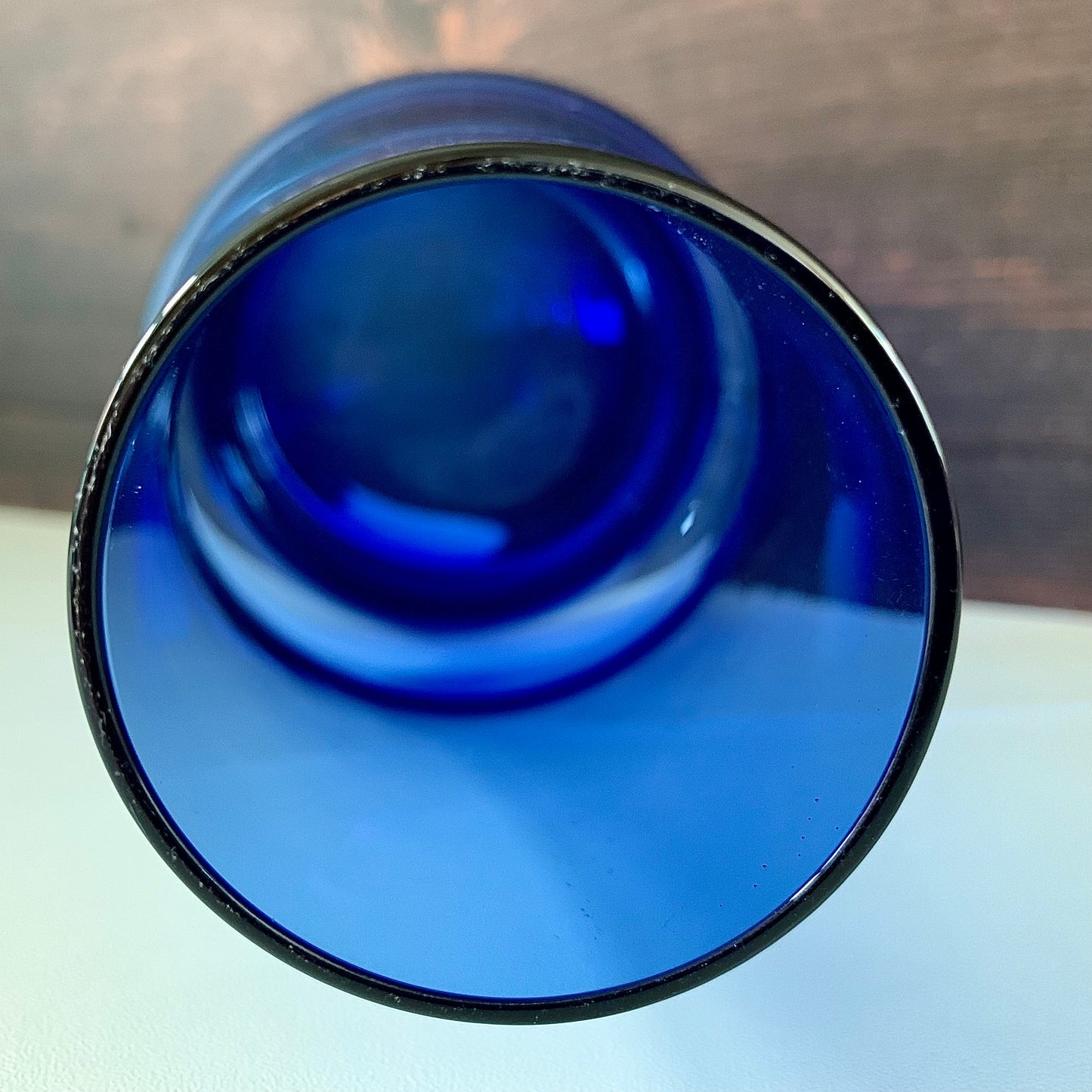 Vintage Riihimaki Finnish Blue Piippu Glass Vase