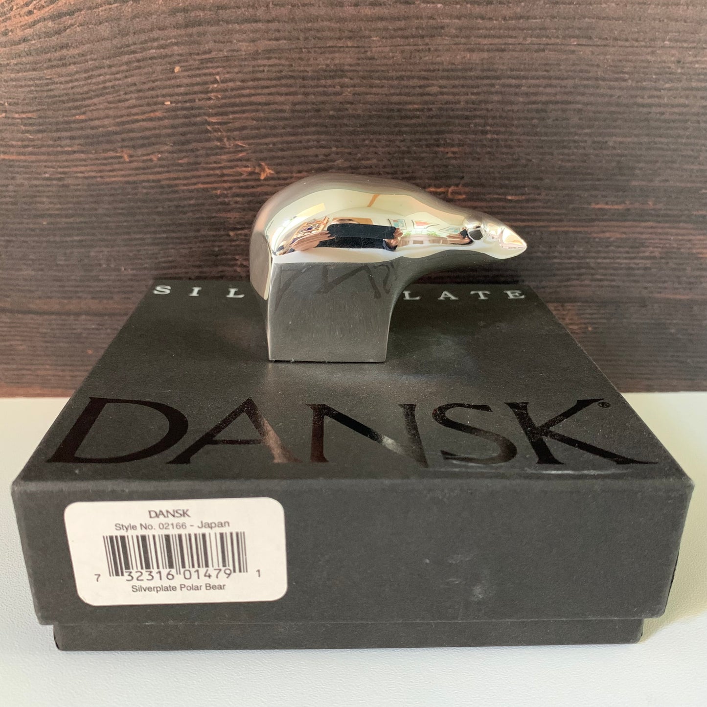 Boxed Dansk Designs Silver Polar Bear Paperweight With Velvet Pouch