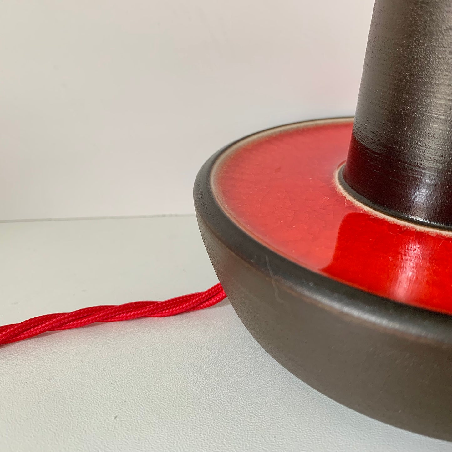 Vintage Danish Soholm Pottery Red Ceramic Table Lamp 1072 1960s 1970s