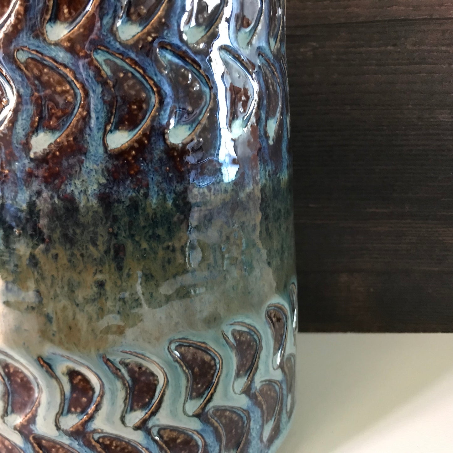 Soholm Blue Green Danish Ceramic Table Lamp Vintage 1960s Retro Boho Scandi
