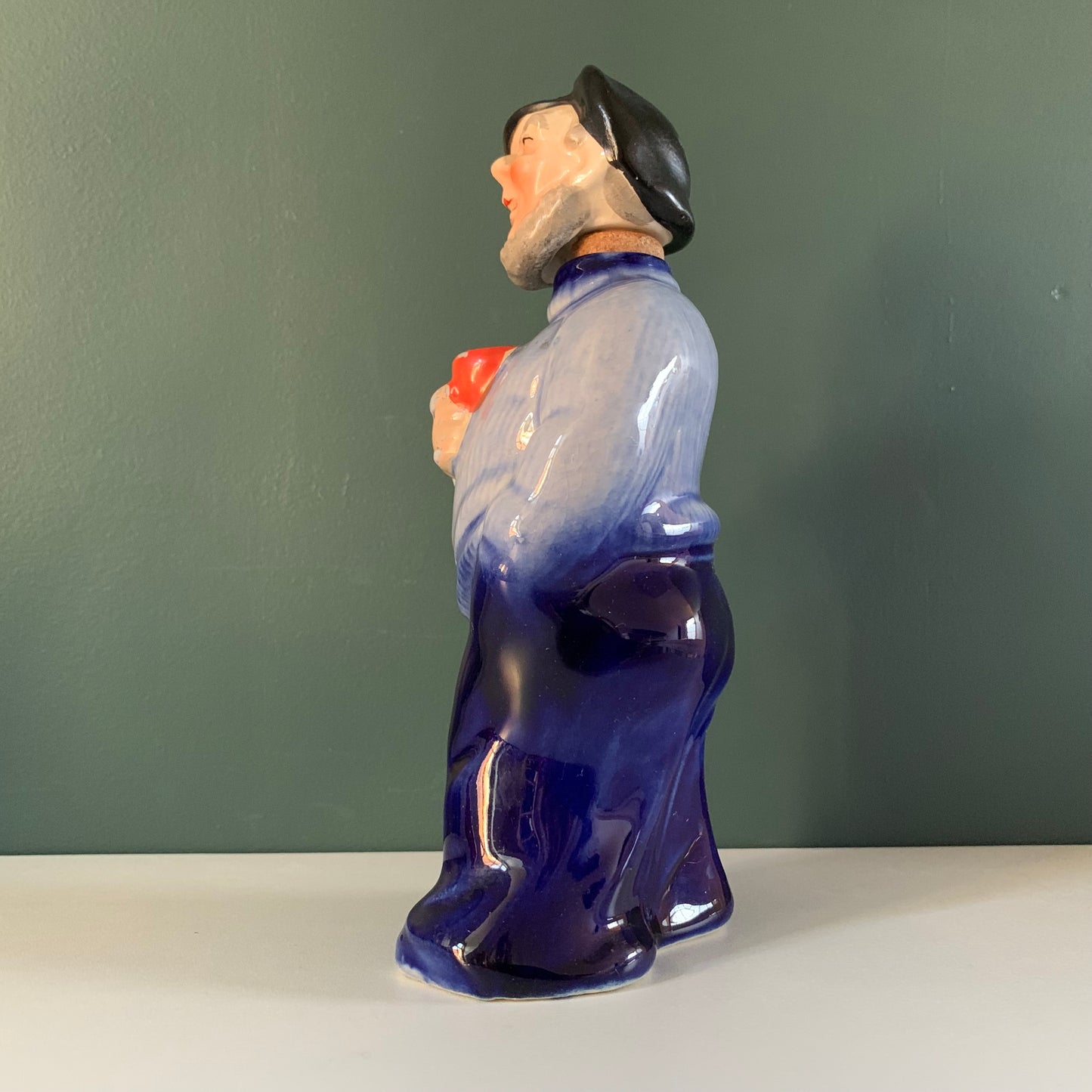 Vintage Ceramic Sailor Fisherman Decanter Bottle Hip Flask