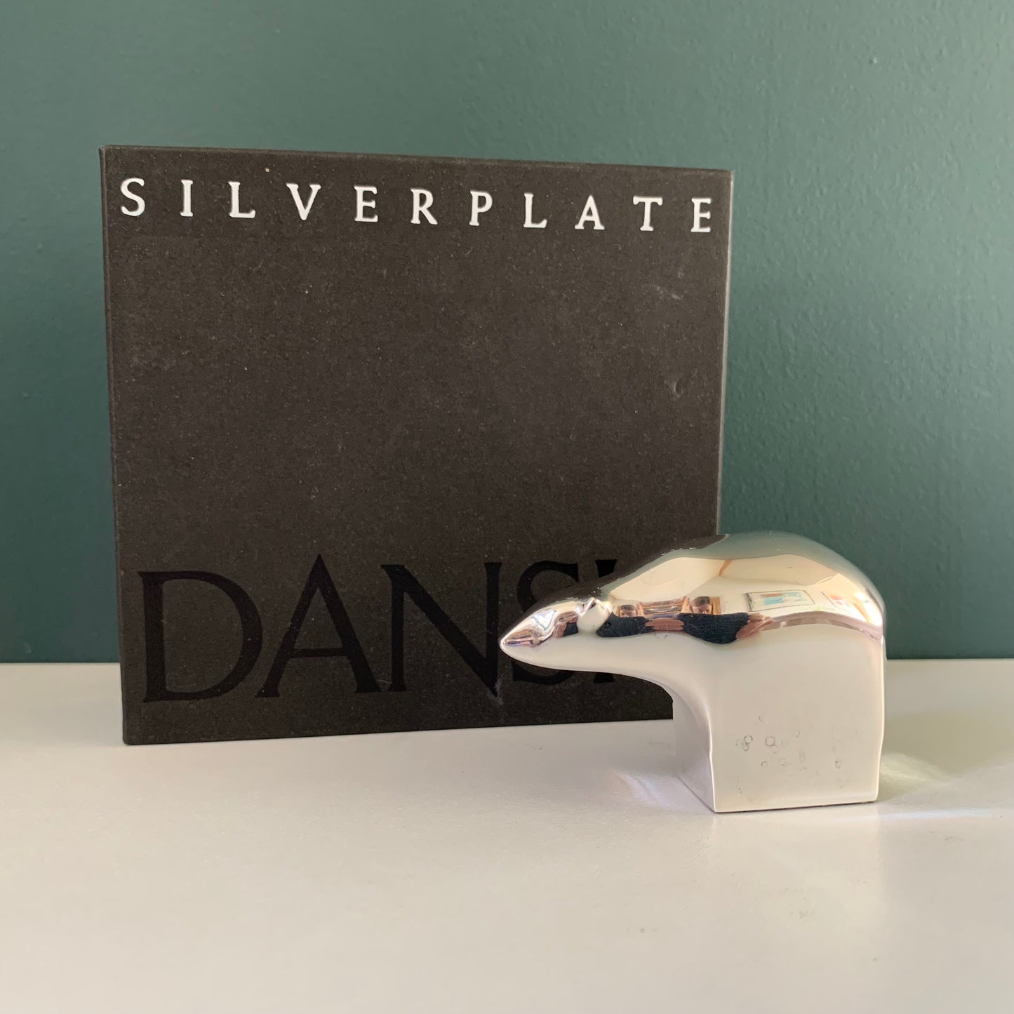 Dansk Designs Silver Polar Bear Paperweight Danish Swedish Office Presents