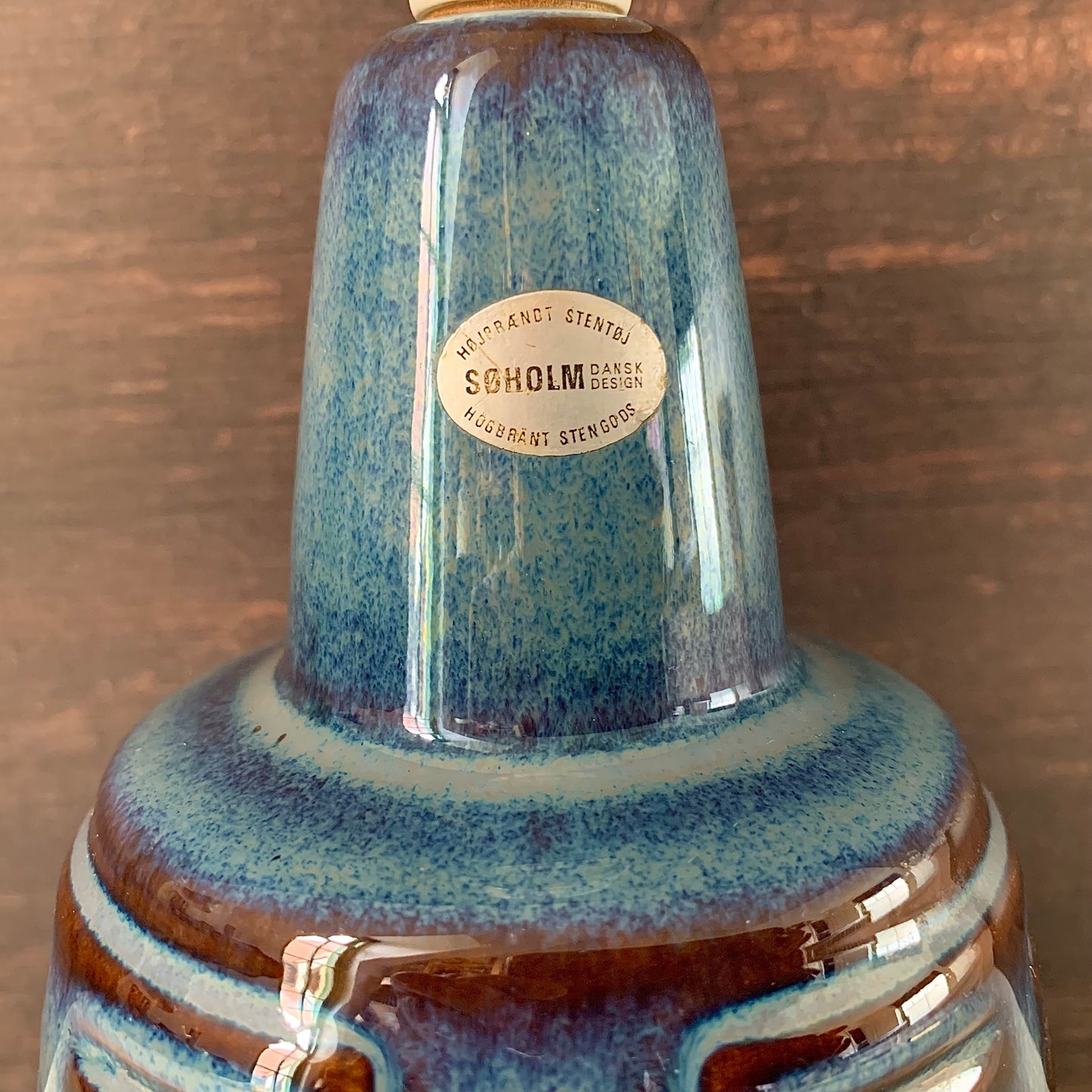 Soholm Pottery Blue Danish Table Lamp Vintage 1960s Retro 1012