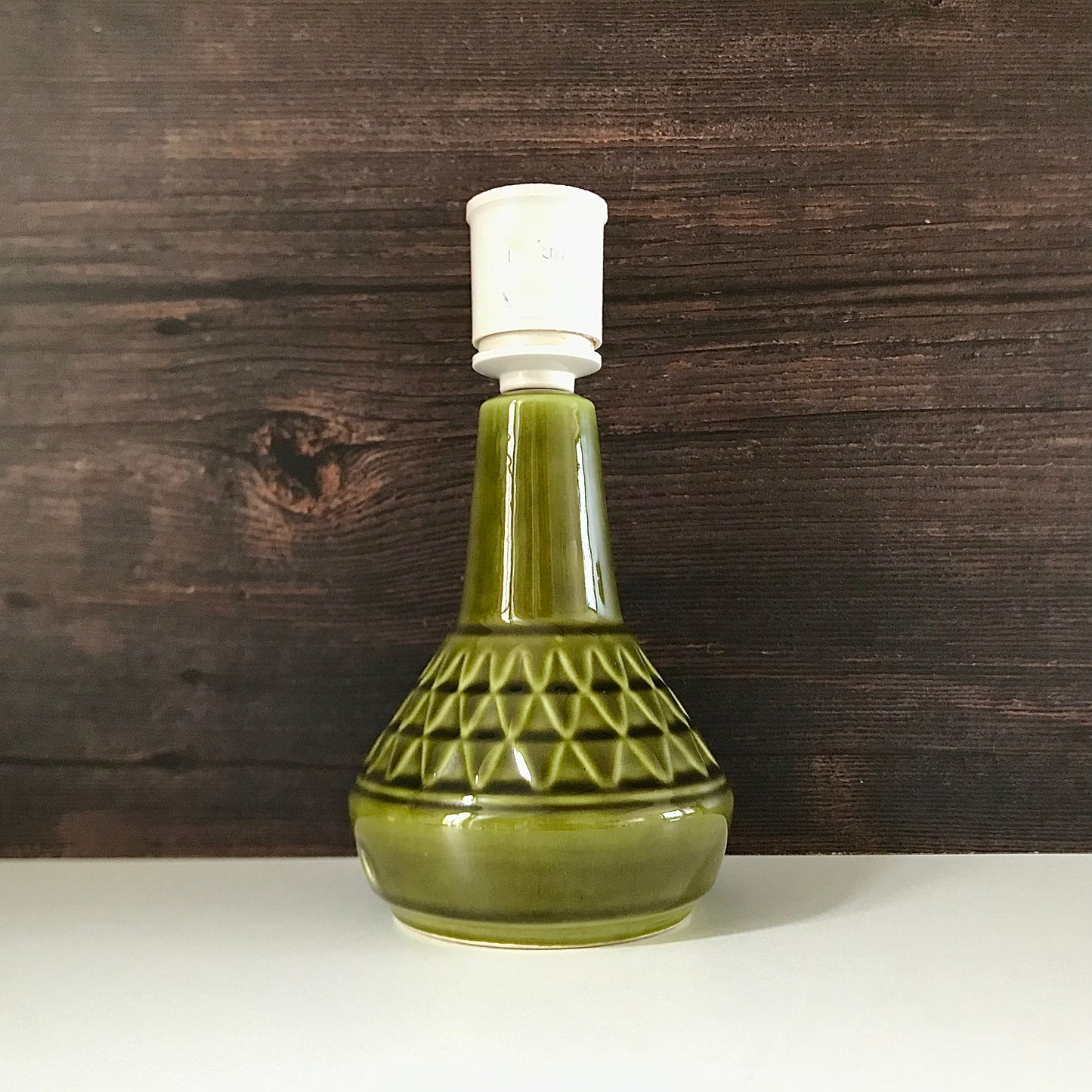 Soholm Pottery Olive Green Danish Table Lamp 1960s Avocado Retro Scandi 3323