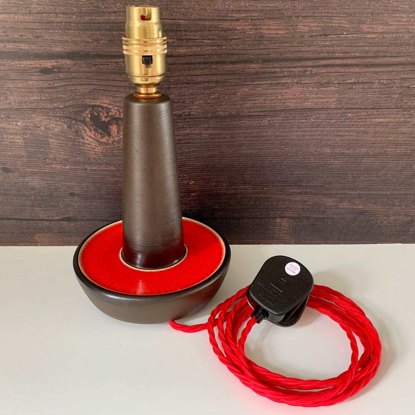 Vintage Danish Soholm Pottery Red Ceramic Table Lamp 1072 1960s 1970s