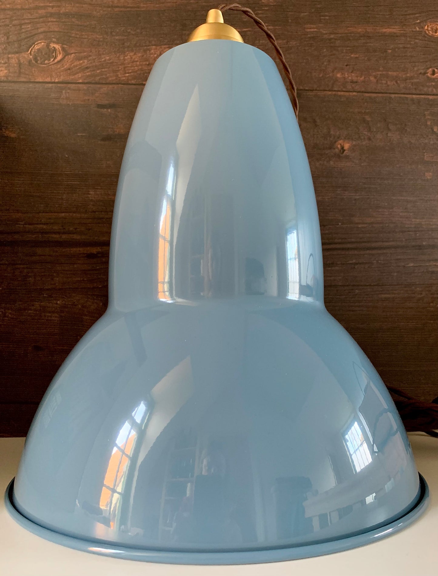 Anglepoise Original 1227 Brass Maxi Pendant Lamp Dusty Blue British Design