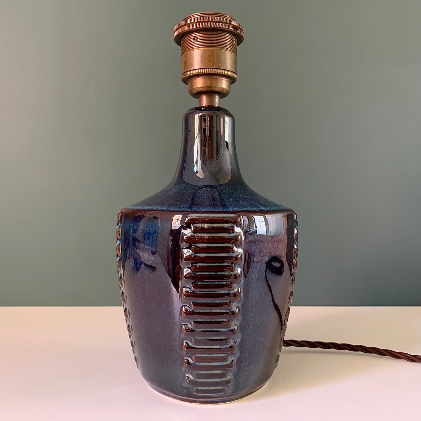 Soholm Pottery Stentoj Blue Danish Table Lamp 1960s Retro Scandinavian Light 1025