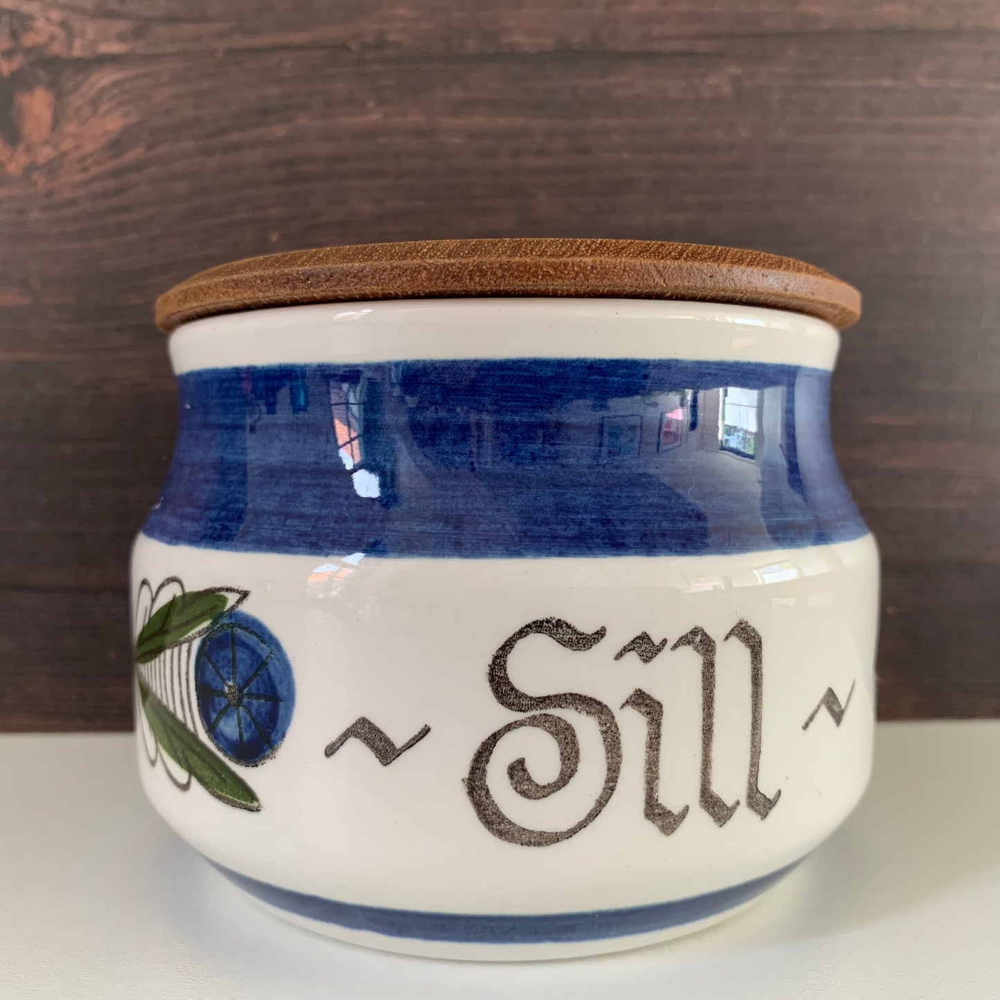 Rorstrand Dalom Swedish Teak Lidded Ceramic Herring Dish Scandinavian Pottery