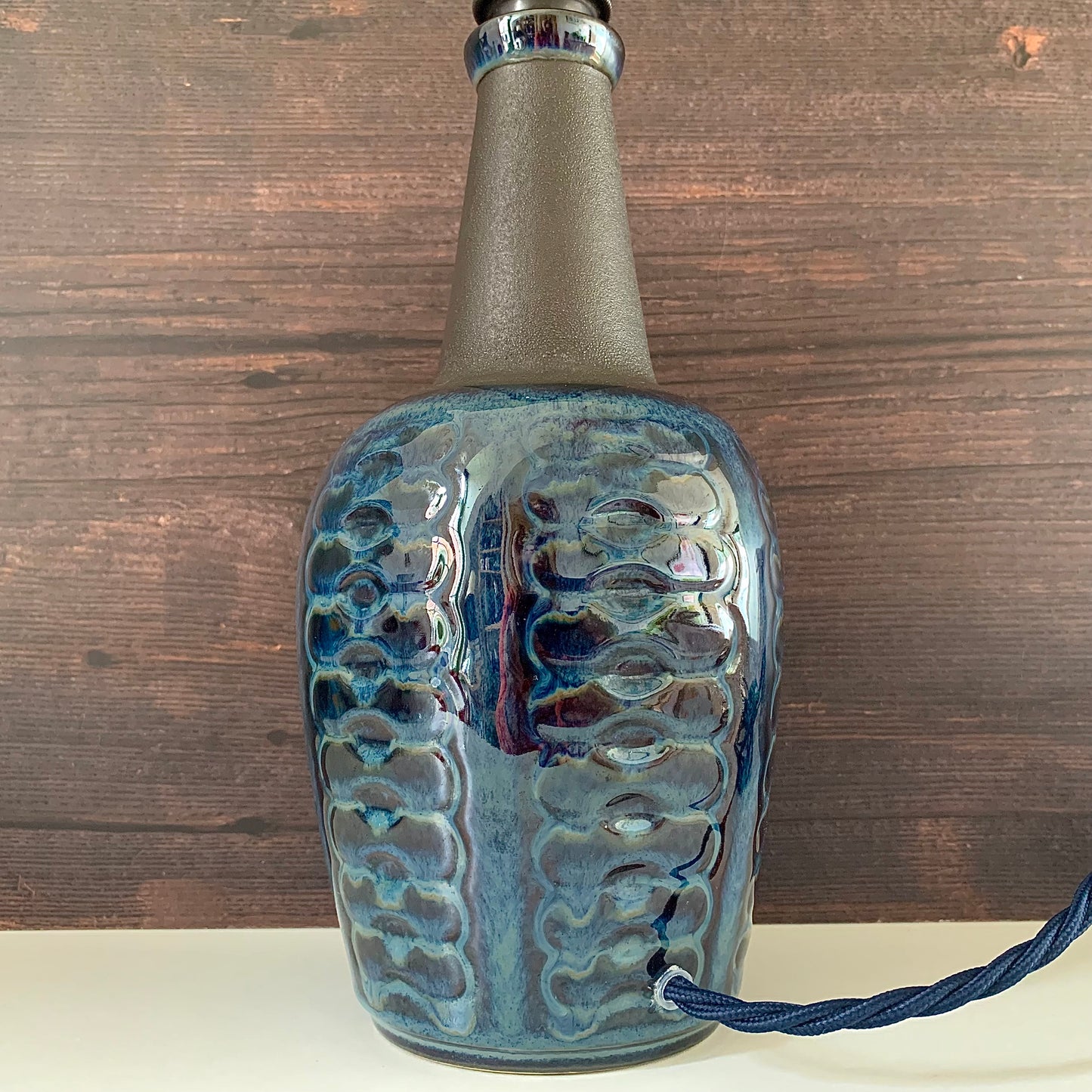 Soholm Pottery Blue Danish Table Lamp Vintage 1960s Retro 3329