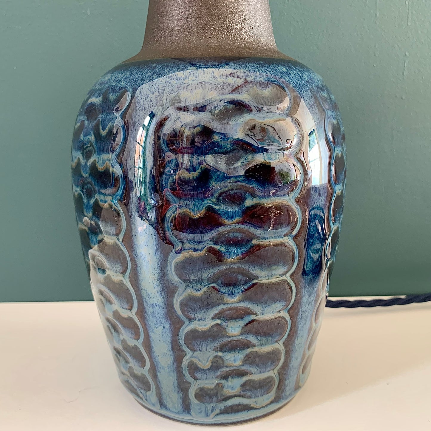 Soholm Pottery Blue Danish Table Lamp Vintage 1960s Retro 3329