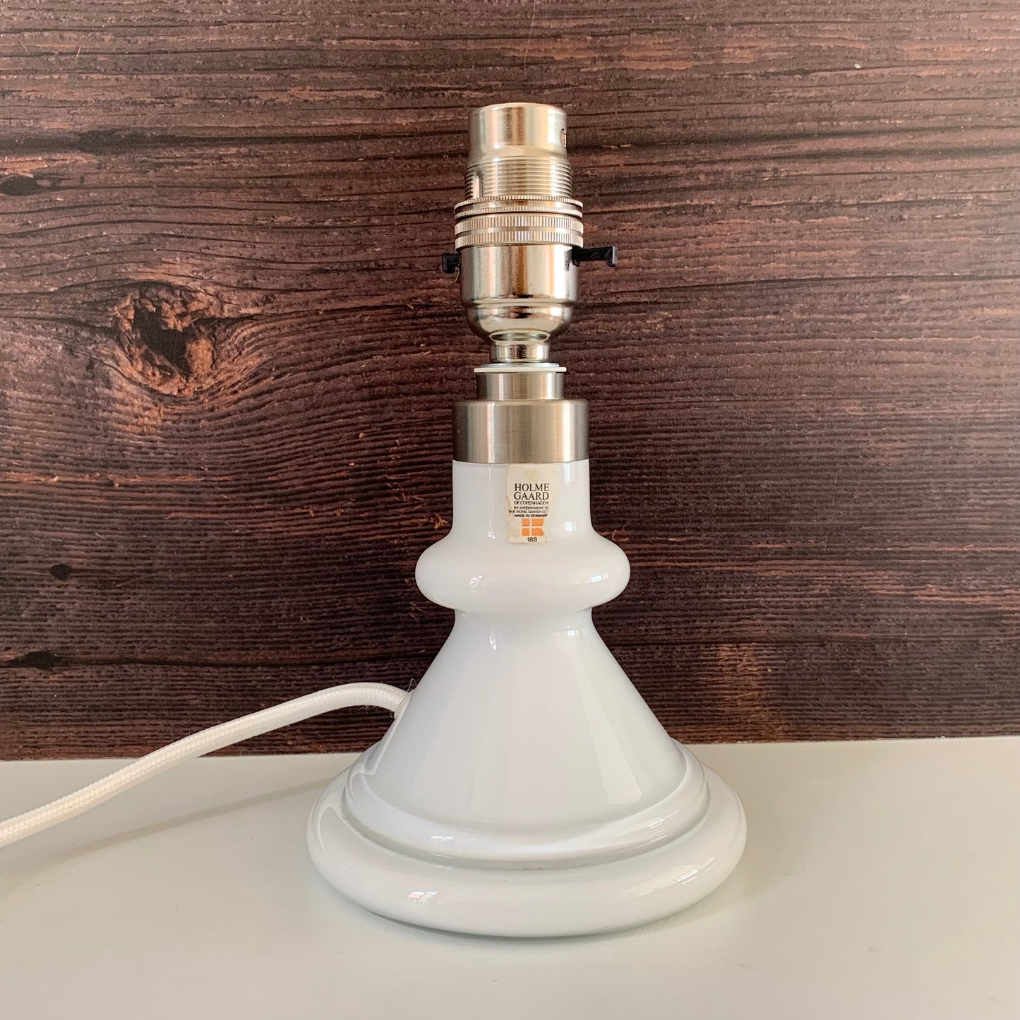 Vintage Holmegaard Royal Copenhagen Carine Danish White Glass Table Lamp