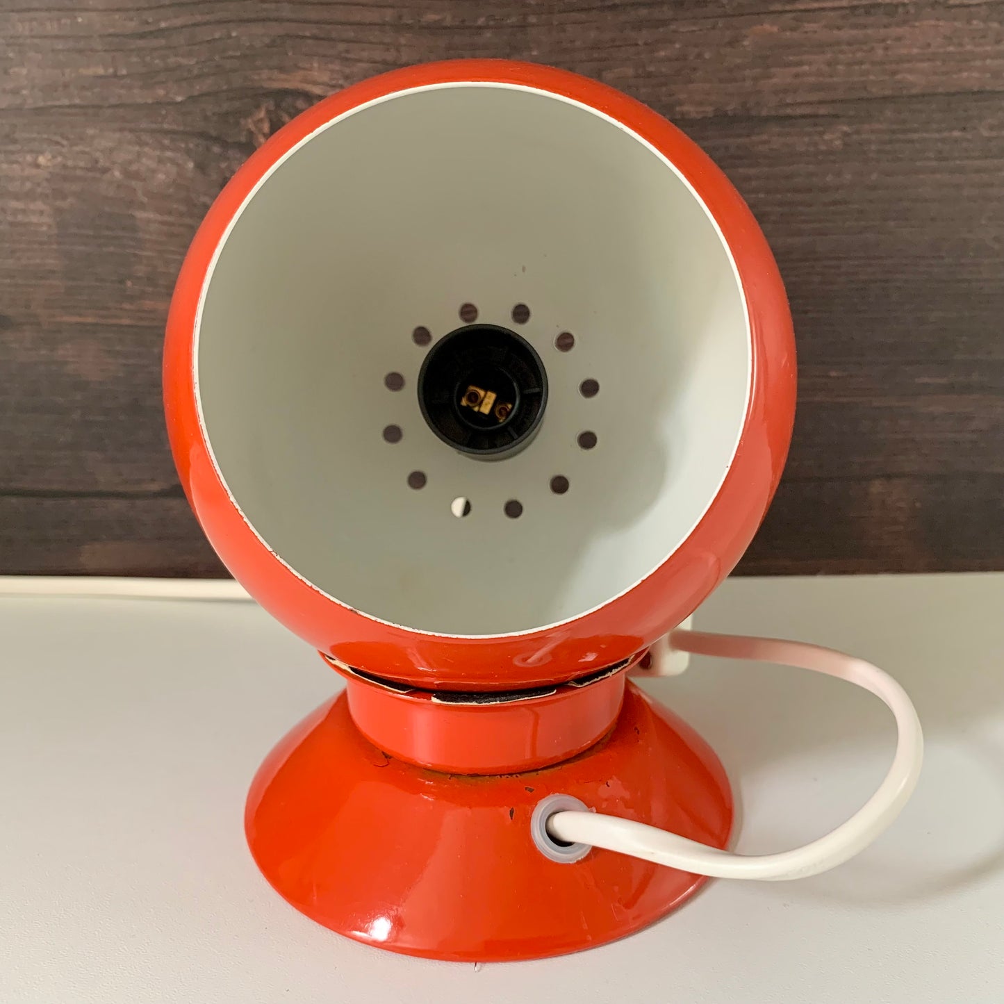 Danish Frandsen Orange Ball Table Lamp 1970s Retro Light Atomic Era