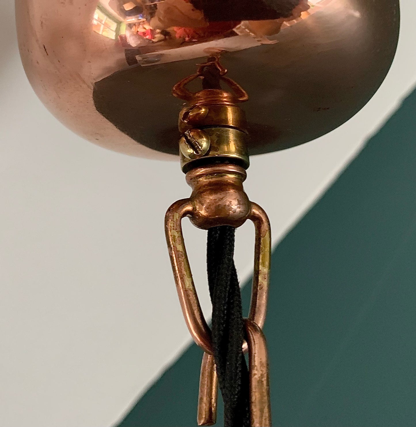 Mid Century Danish Solid Hammered Copper Cone Pendant Lamp Ceiling Light Scandinavian Industrial