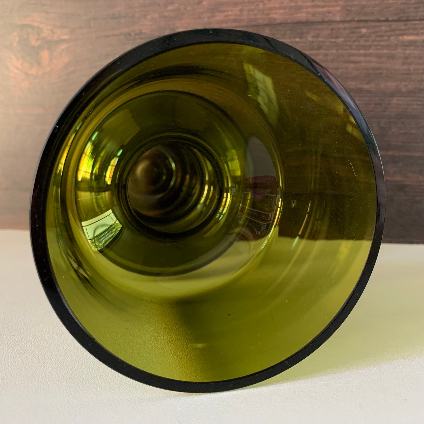 Riihimaki Olive Green Glass Vase 1960s 1970s 1472 Khaki Avocado Style Finnish Retro