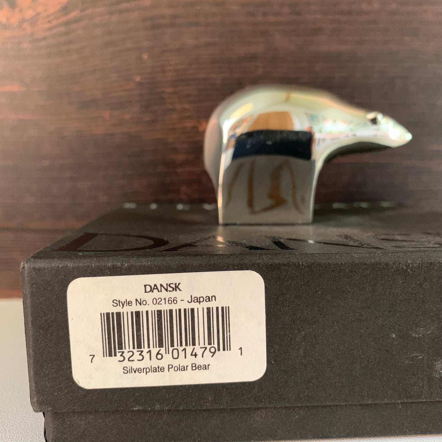 Boxed Dansk Designs Silver Polar Bear Paperweight With Velvet Pouch