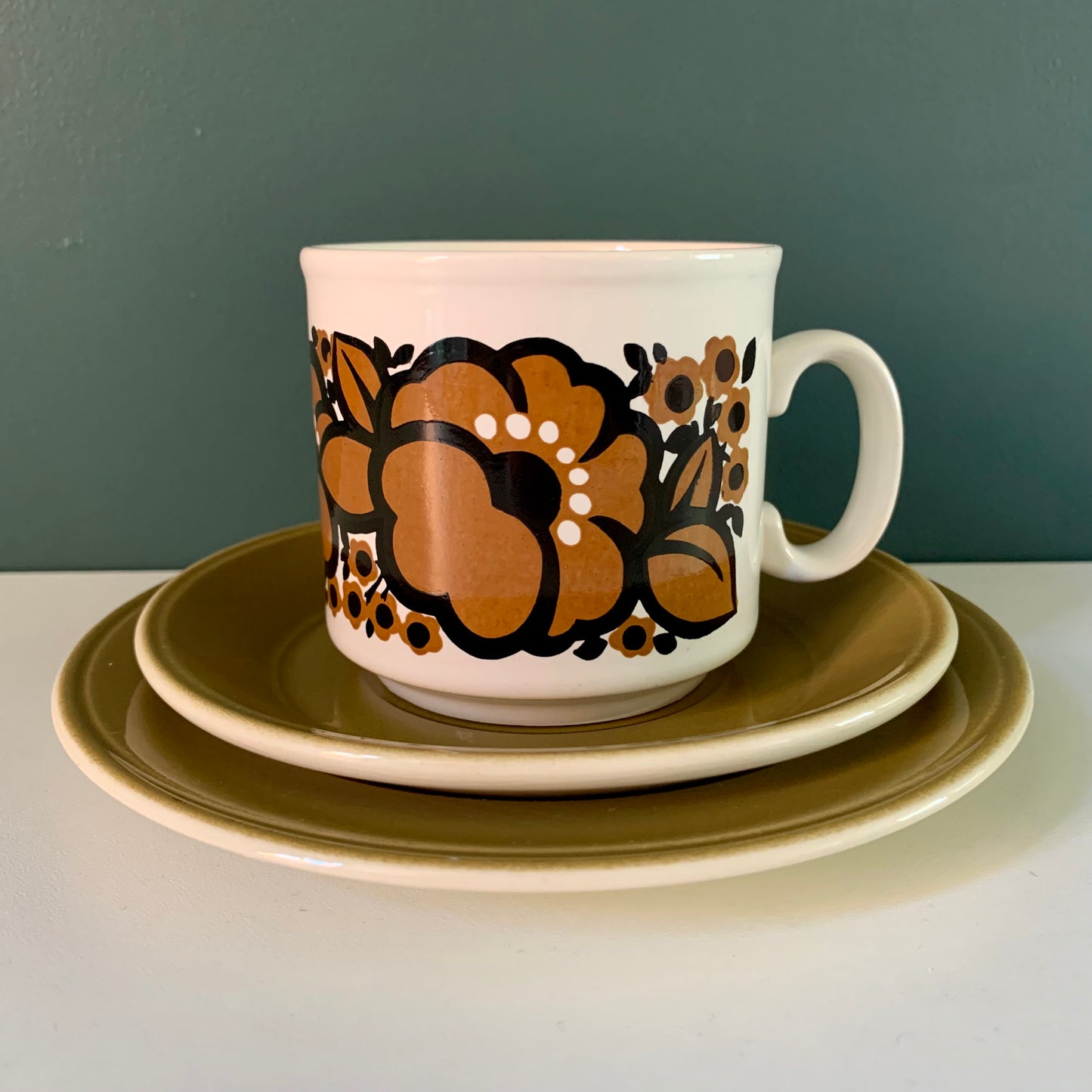 Staffordshire Potteries Ceramic ‘Trio’ Tea/Coffee Cup & Side Plate British English 1960s 1970s Gifts Presents