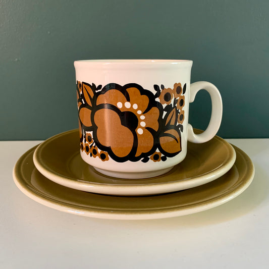 Staffordshire Potteries Ceramic ‘Trio’ Tea/Coffee Cup & Side Plate British English 1960s 1970s Gifts Presents