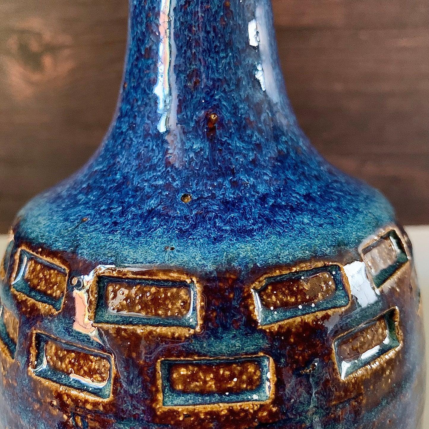Soholm Danish Blue Amber Table Lamp Vintage 1960s Retro Scandi