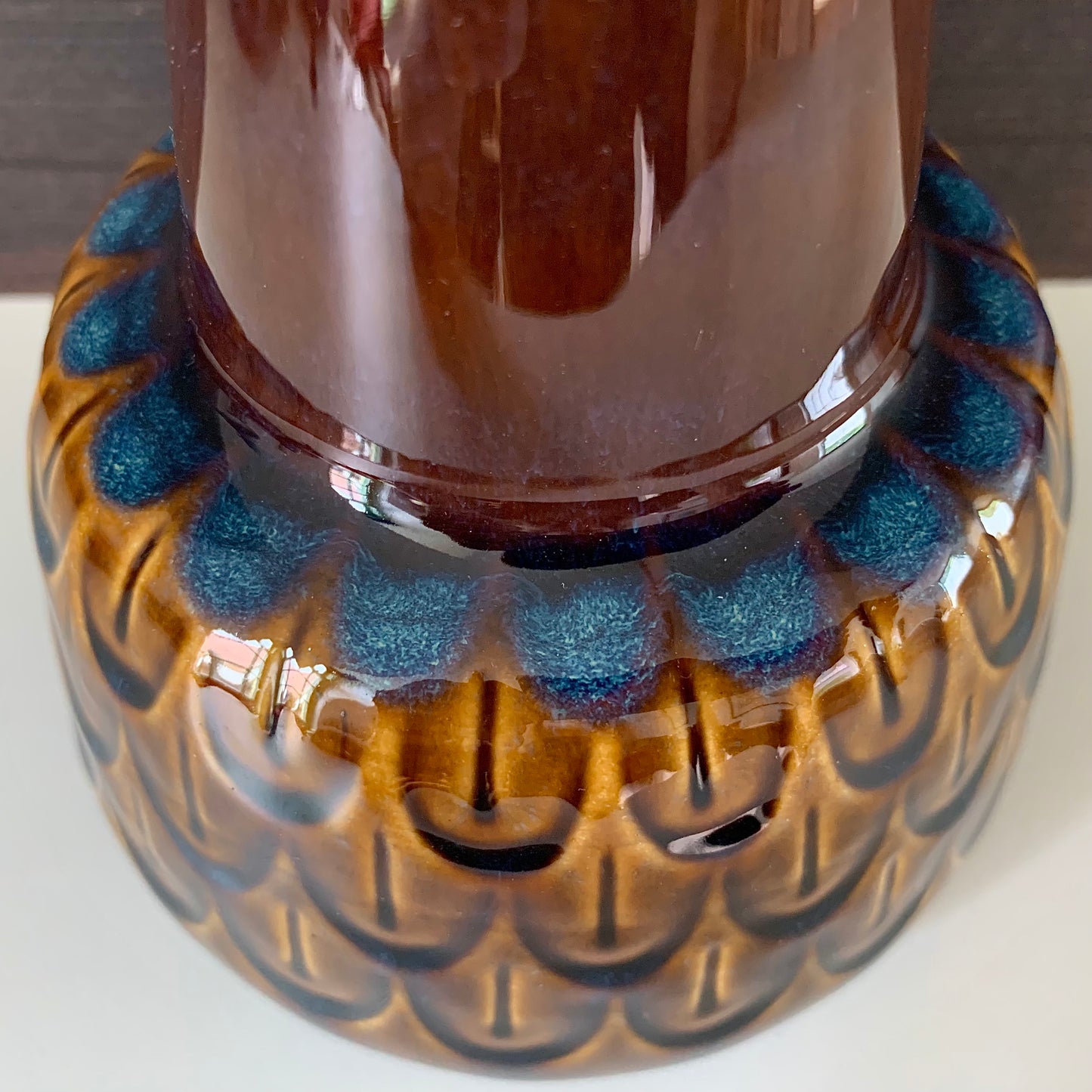 Soholm Pottery Amber Blue Danish Table Lamp Vintage 1960s Retro 1015