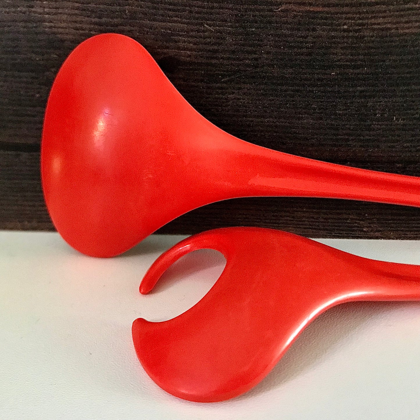 Vintage Danish Rosti Mepal Red Melamine Salad Servers 1970s 1980s