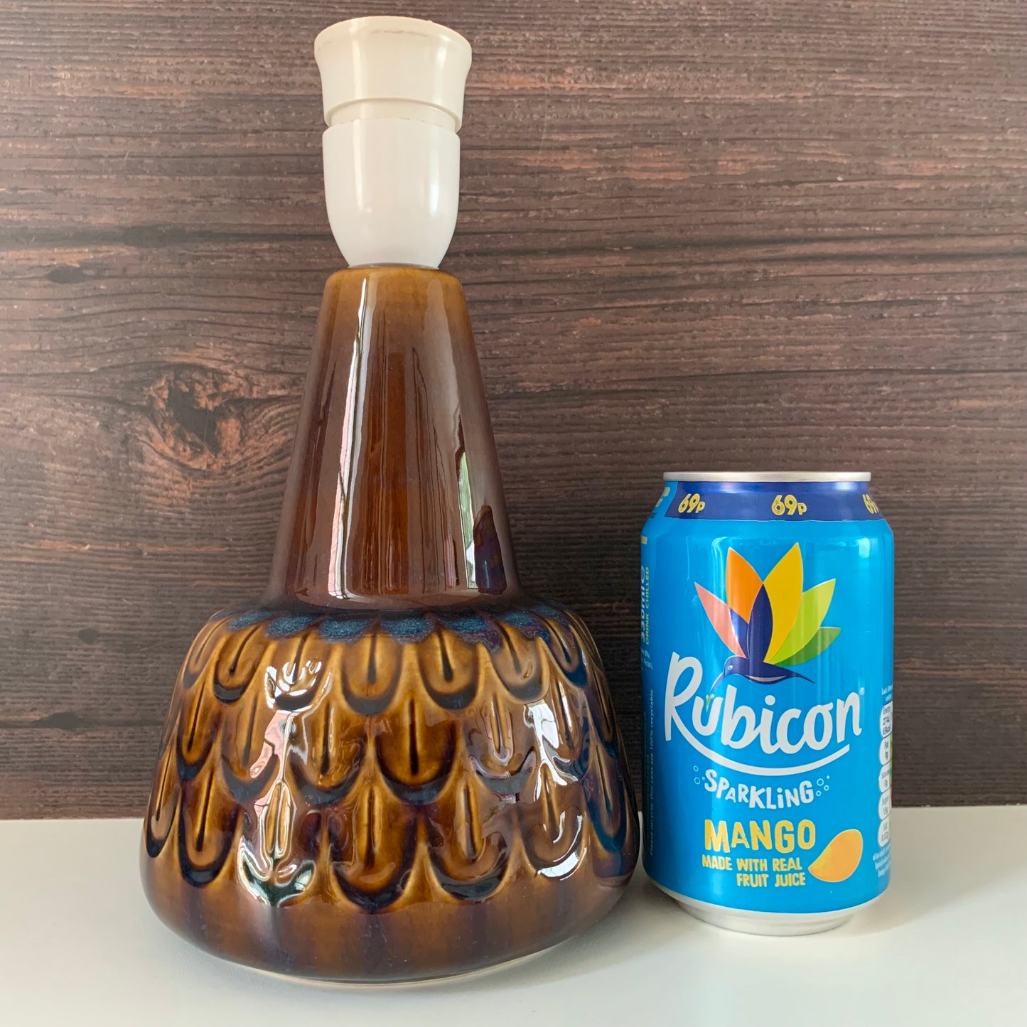 Soholm Pottery Amber Blue Danish Table Lamp Vintage 1960s Retro 1015