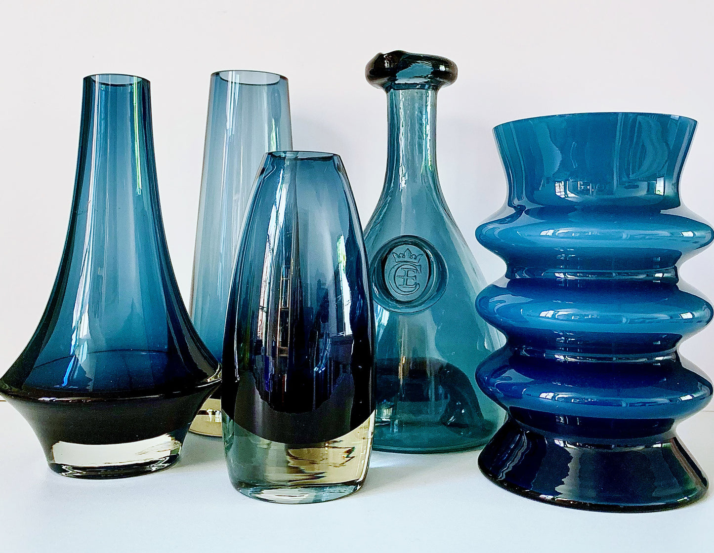 Riihimaki Midnight Blue Glass Vase Finnish 1379 1960s 1970s Rocket Atomic