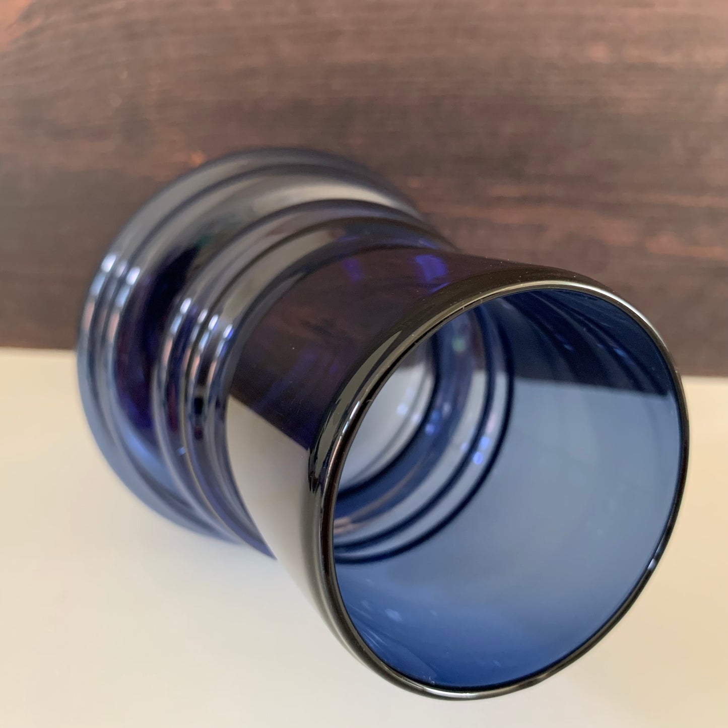 Riihimaki Cobalt Blue Glass Vase Tulppaani Tamara Aladin Vintage 1970s Space Age