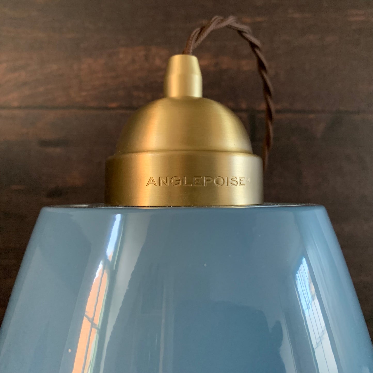 Anglepoise Original 1227 Brass Maxi Pendant Lamp Dusty Blue British Design
