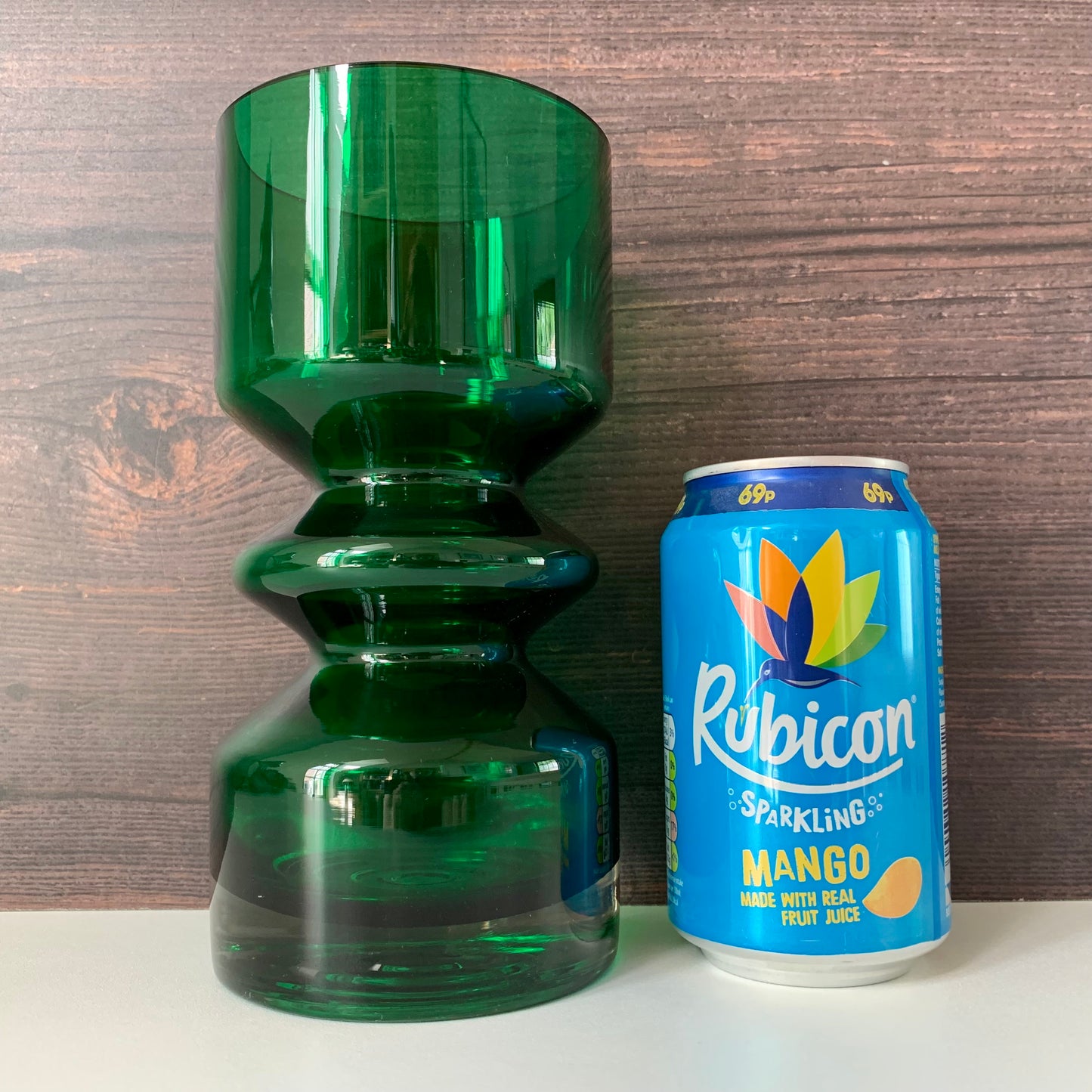 Riihimaki Emerald Green Glass Vase Tamara Aladin 1472 Vintage 1960s 1970s Scandinavian Finnish Retro