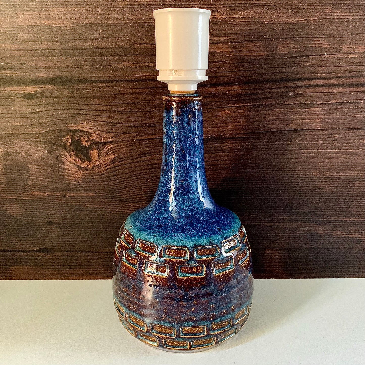 Soholm Danish Blue Amber Table Lamp Vintage 1960s Retro Scandi