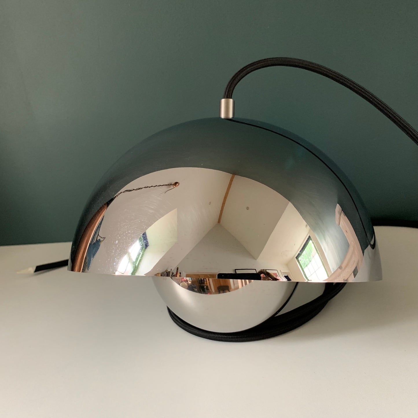 Original Verner Panton Flowerpot Danish Pendant Lamp VP1 Chrome Ceiling Light
