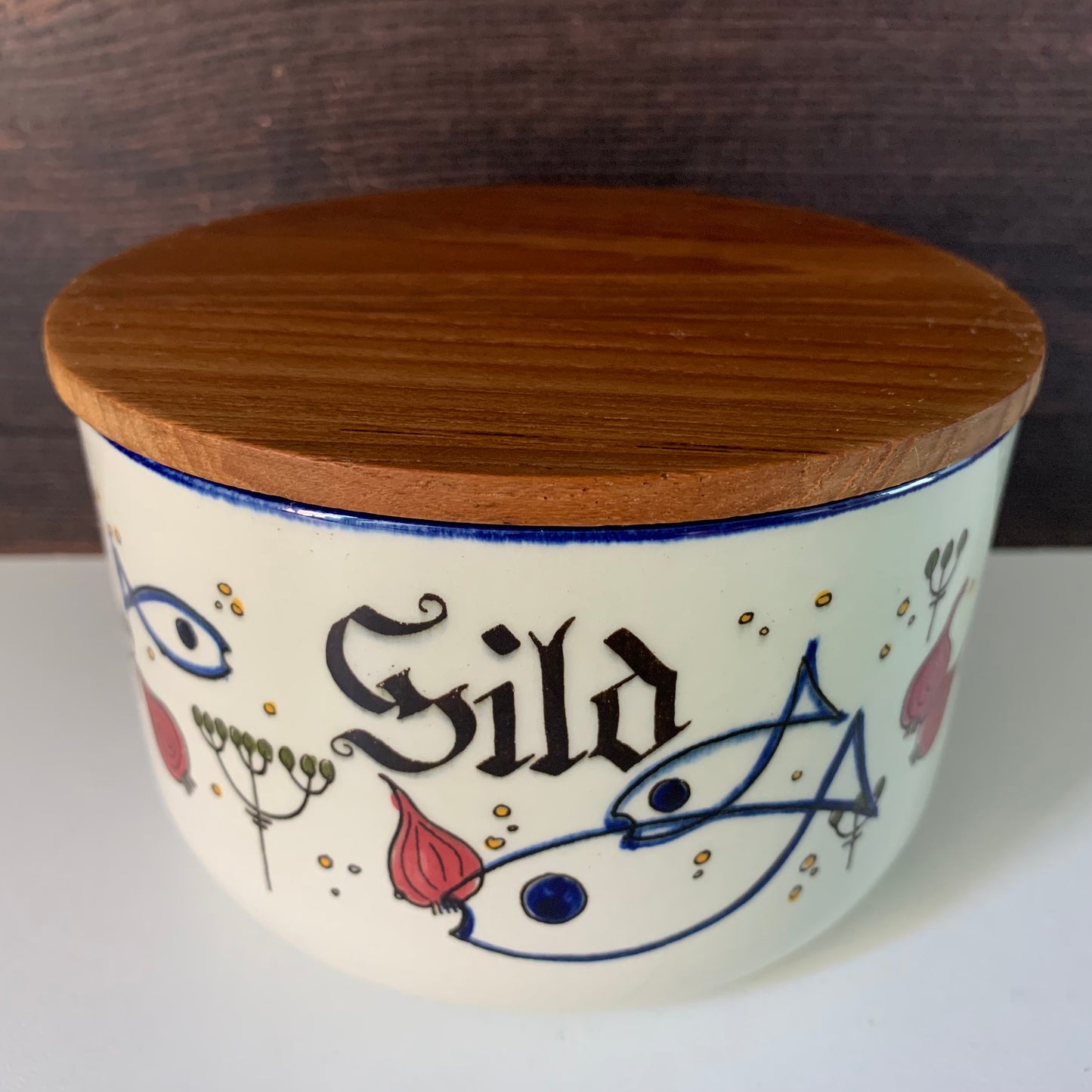 Vintage Knabstrup Danish Teak Lidded Ceramic Herring Dish Scandinavian Pottery
