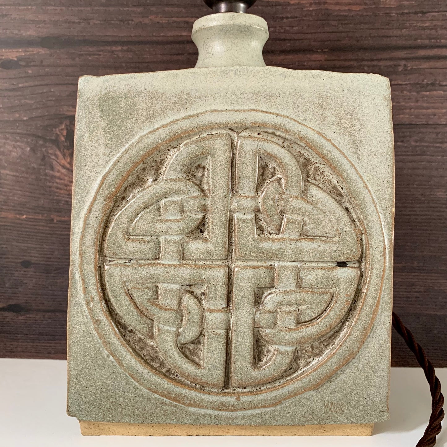 Mid Century Cornish Pottery British Troika Style Ceramic Table Lamp