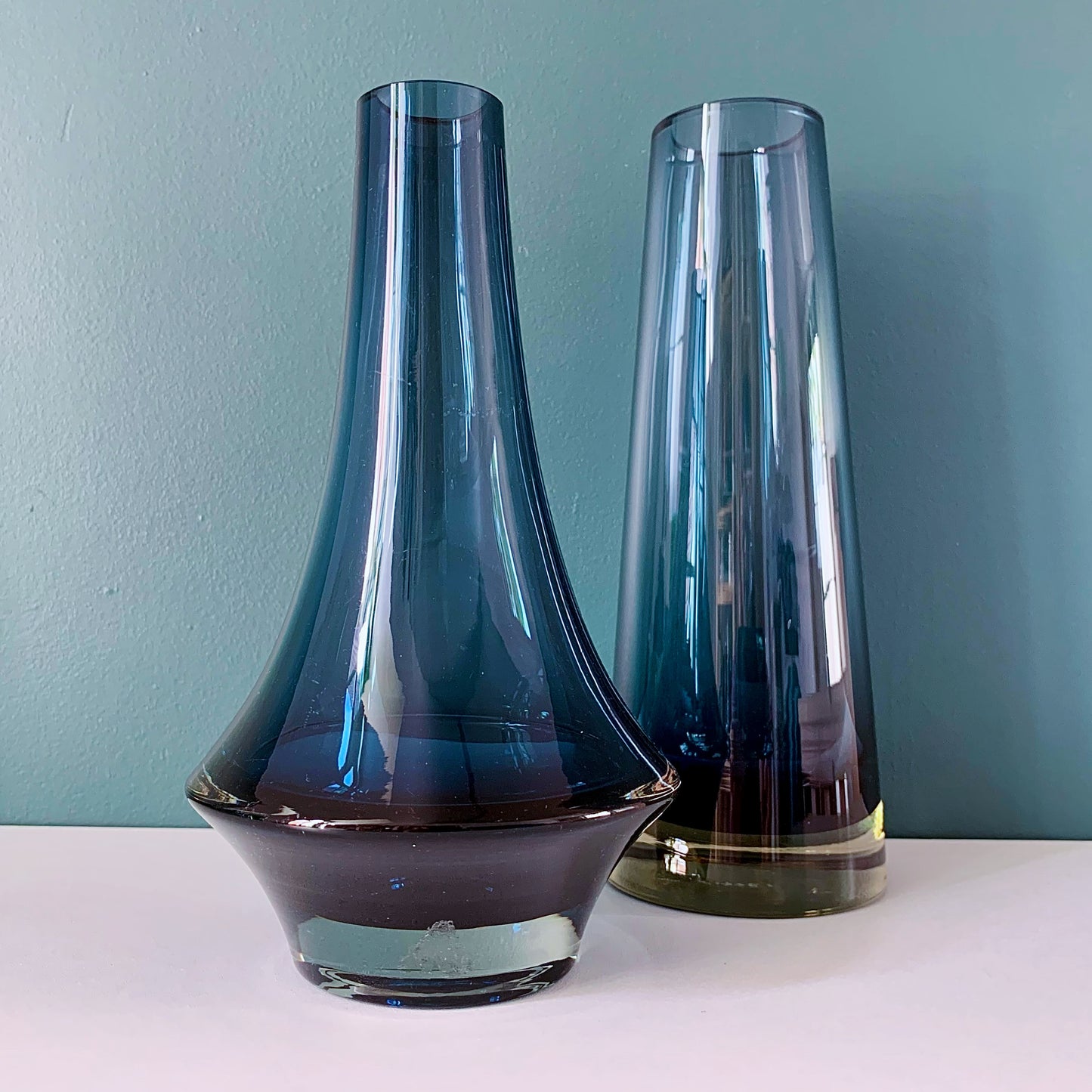 Riihimaki Midnight Blue Glass Vase Finnish 1379 1960s 1970s Rocket Atomic