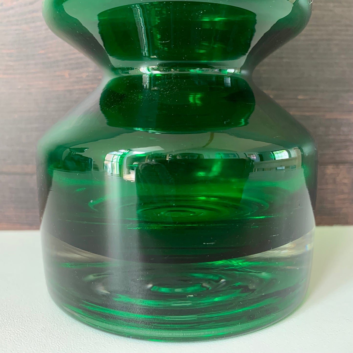 Riihimaki Emerald Green Glass Vase Tamara Aladin 1472 Vintage 1960s 1970s Scandinavian Finnish Retro