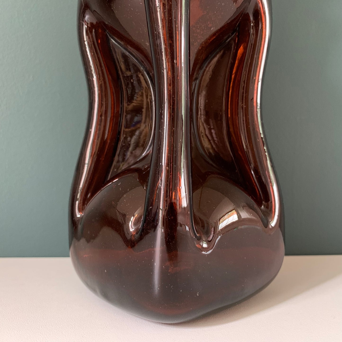 Vintage Scandinavian Kluk Glug Pinched Glass Decanter Bottle Carafe