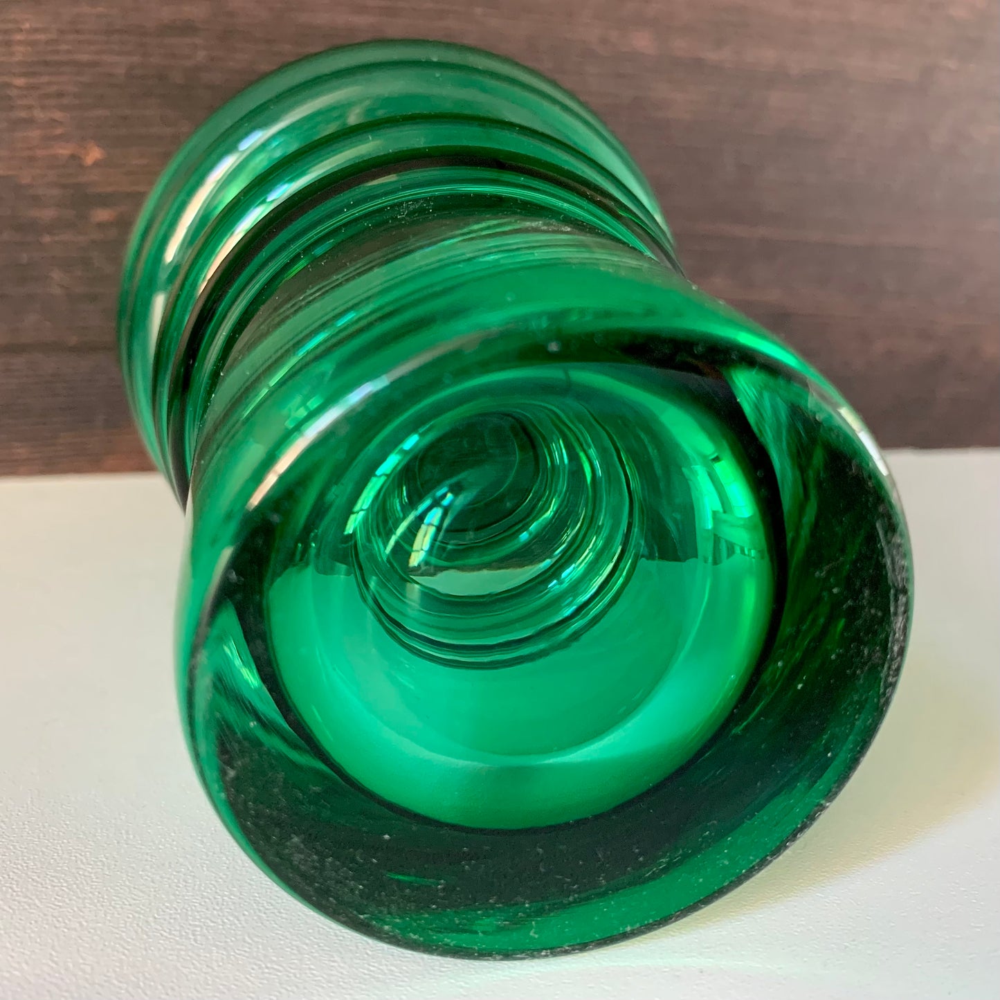 Riihimaki Green Glass Vase Tulppaani Tamara Aladin Vintage 1970s Space Age Sputnik