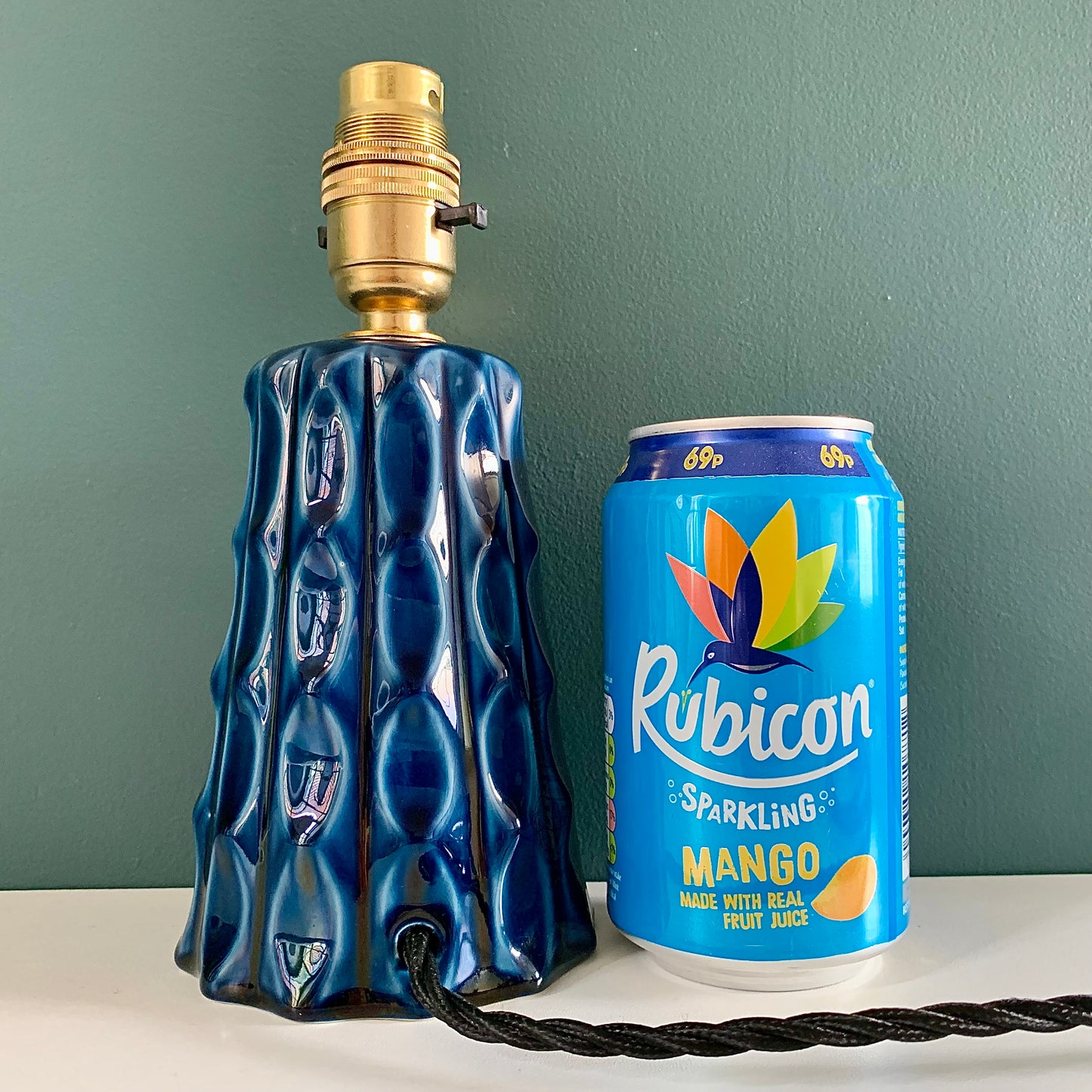 Soholm Danish Petrol Blue Table Lamp Vintage 1970s Retro Scandi Light