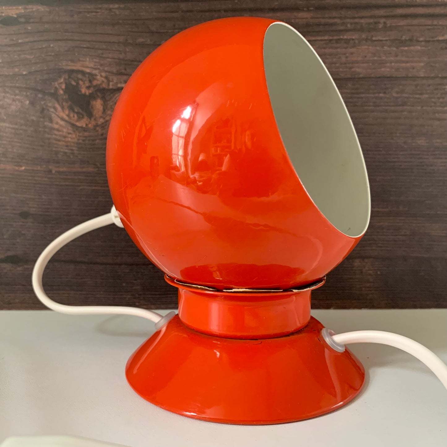 Danish Frandsen Orange Ball Table Lamp 1970s Retro Light Atomic Era