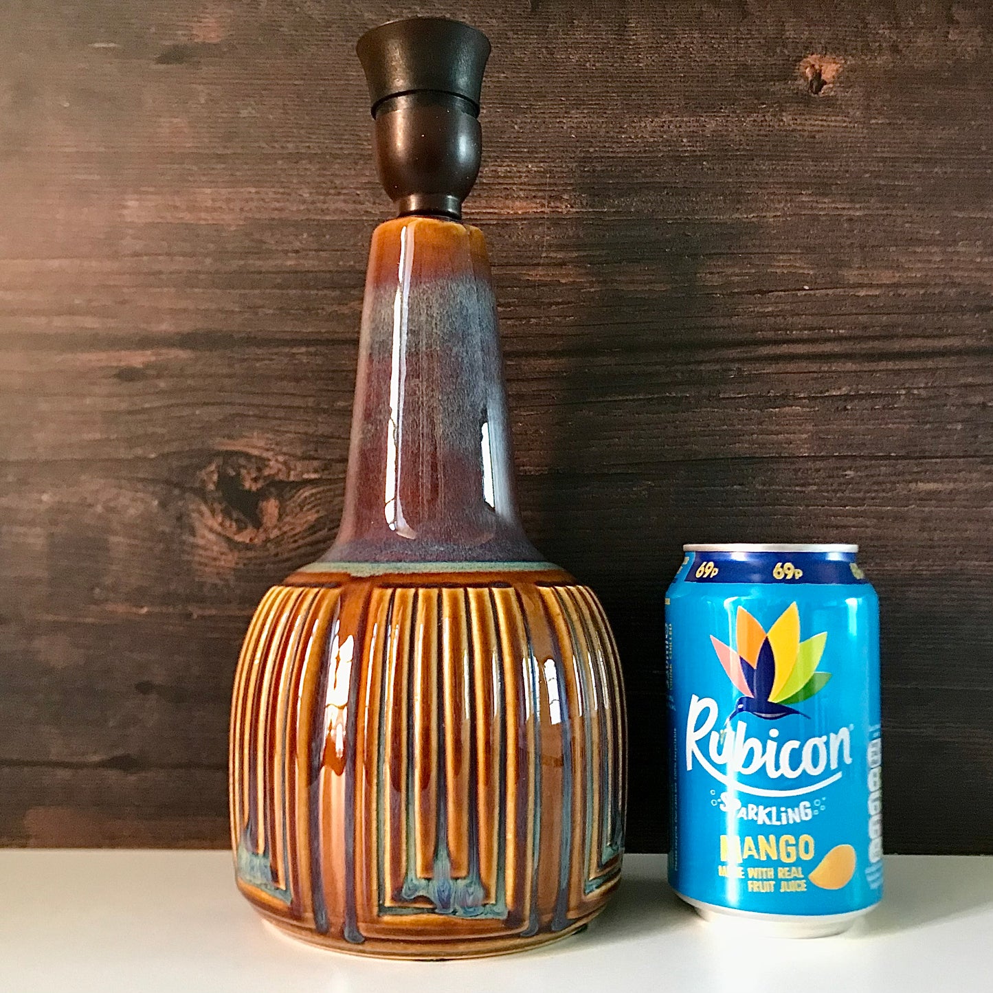 Soholm Amber Purple Danish Table Lamp 1960s Retro Scandinavian 1039