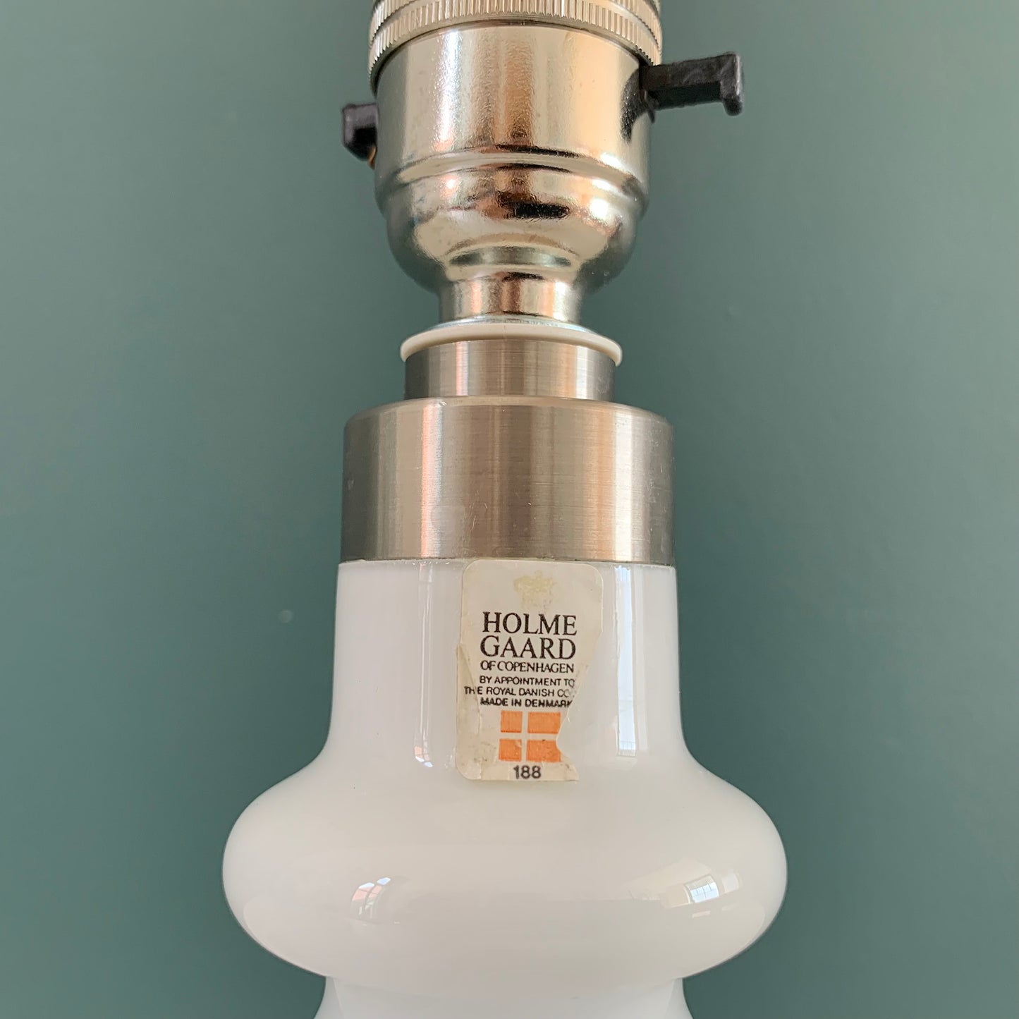 Vintage Holmegaard Royal Copenhagen Carine Danish White Glass Table Lamp