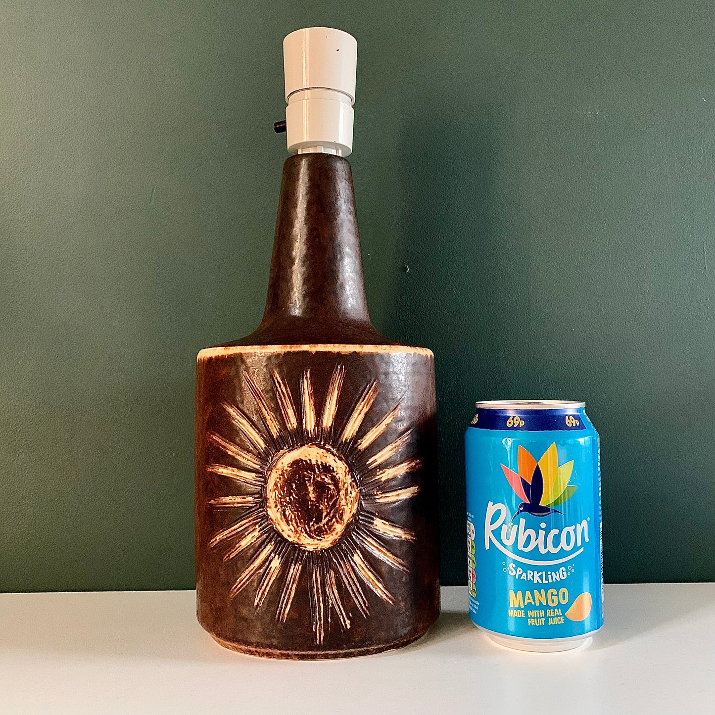 Large Soholm Sunflower Danish Ceramic Table Lamp 1960s 1970s 1203